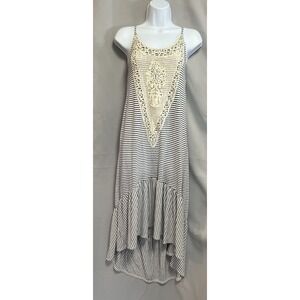Lilka‎ Anthropologie Sz XS striped hi-lo embroidered knit midi dress Ruffle